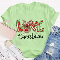 Festive Holiday Love Graphic Tee, Christmas Polka Dot Love Letters Shirt, Adorable Xmas Typography T-Shirt, Womens Christmas Present