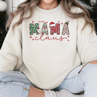 Festive Snowman Holiday Graphic Sweater, Mama Claus Sweatshirt, Adorable Christmas Mom Crewneck, Comfy Winter Wonderland Xmas Pullover