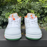 Low Top Sneakers, White Green Orange Colorway, Lace Up Design, Casual Gift for Sneaker Fans