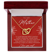 CZ Linked Heart Pendant, To My Mother Interlocking Hearts Necklace, Sentimental Mom Heart Necklace, Christmas Birthday Present for Mother