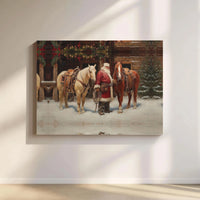Western Christmas Canvas Wall Decor, Cowboy Santa Claus Canvas Art, Rustic Santa Canvas Print, Farmhouse Holiday Wall Art, Xmas Home Present