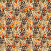 Garden Floral Dog Gift Wrap, Keeshond Wrapping Paper, Keeshond Holiday Paper, Dog Lover Present Paper, Christmas Dog Breed Wrapping Paper