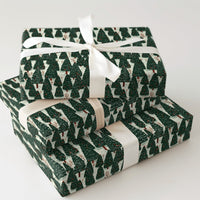 Snowy Pine Tree Gift Wrap, Winter Evergreen Forest Christmas Wrapping Paper, Rustic Woodland Wrapping Paper, Holiday Season Present Wrap