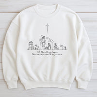 Minimalist Nativity Christmas Sweatshirt, A Thrill of Hope Sweatshirt, Christian Faith Sweatshirt, Line Art Nativity Crewneck, Holiday Present