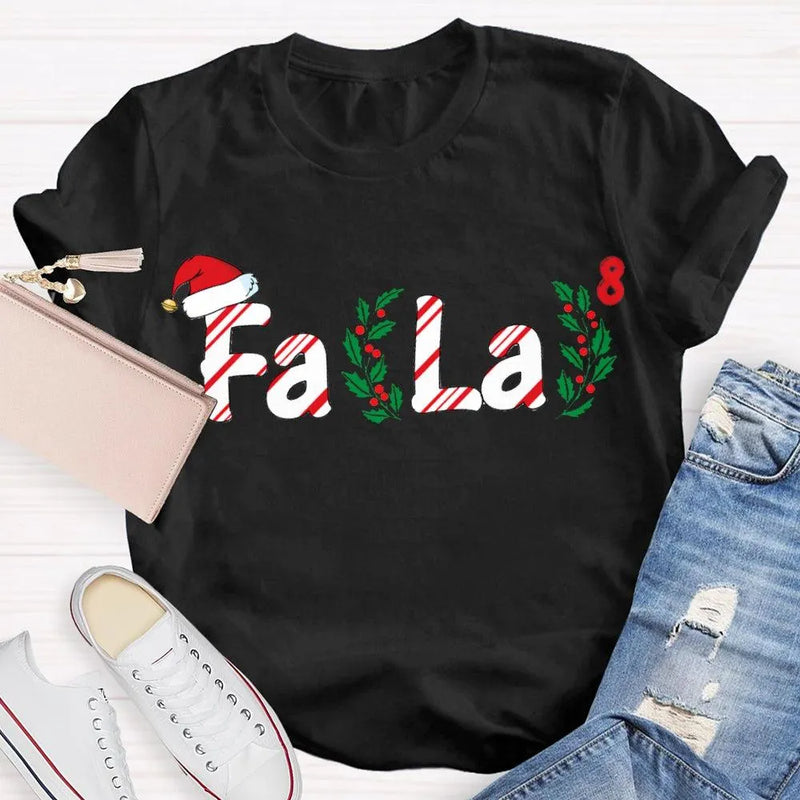 Fa La La Santa Hat Math Equations Shirt, Math Teacher Christmas T-Shirt, Humorous Holiday Mathematics Graphic Tee, Teacher Xmas Present