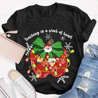 Bow Apple Christmas Shirt, Teacher Christmas Shirt, Holiday Lights Teacher Tee, Adorable School Holiday Shirt, Teacher Christmas Present