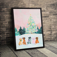 Festive Dog Lover Wall Art, Watercolor Christmas Dogs Canvas, Holiday Puppy Canvas Print, Winter Dog Lover Canvas, Pet Owner Holiday Decor