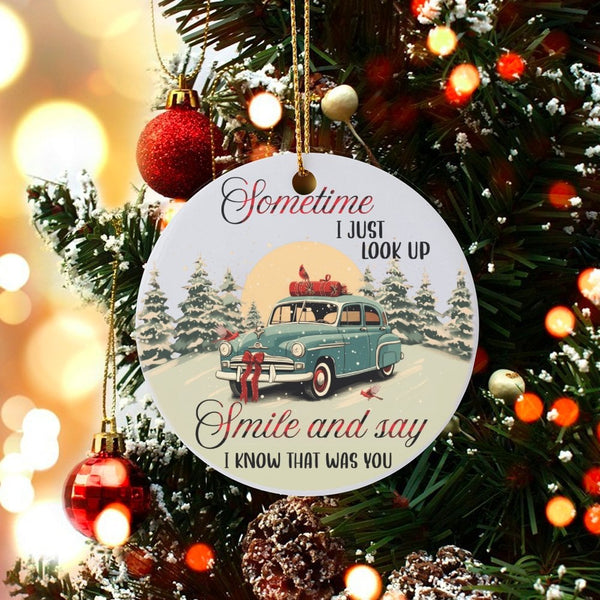 Memorial Cardinal Christmas Ornament, Sometime I Just Look up Cardinal Ceramic Ornament, Sympathy Tree Ornament, Loss of Love