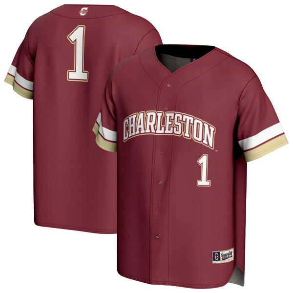 #1 Charleston Cougars Lightweight Collegiate Baseball Fashion Jersey - Maroon