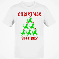 Humorous Dinosaur Holiday Graphic Tee, Christmas Tree Rex Shirt, Adorable Trex Christmas T-Shirt, Festive Dino Lover Shirt, Holiday Season Tee
