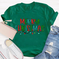 Festive School Holiday Shirt, Merry Christmas Lights Teacher T-Shirt, Adorable Christmas Teacher Graphic Tee, Xmas Educator Present for Teacher