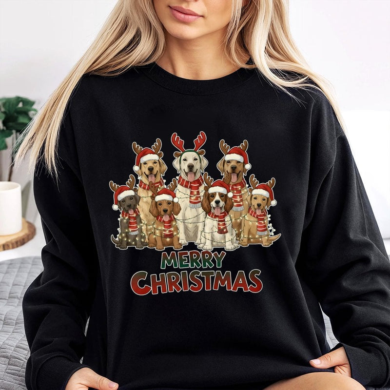 Festive Puppy Holiday Crewneck, Merry Christmas Dogs Sweatshirt, Adorable Dog Lover Christmas Sweatshirt, Winter Pet Mom Pullover Present
