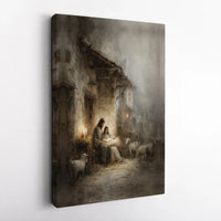 Holy Family Manger Wall Art, Nativity Scene Canvas Print, Christian Christmas Canvas Decor, Religious Holiday Wall Art, Faith Home Present