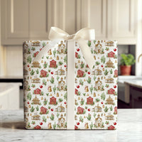 Old West Cactus Gift Wrap, Western Town Christmas Wrapping Paper, Rustic Cowboy Holiday Wrapping Paper, Festive Country Christmas Gift Wrap
