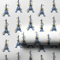Paris Watercolor Gift Wrap, Eiffel Tower Christmas Wrapping Paper, France Holiday Travel Wrapping Paper, Parisian Decor Gift Wrap Roll