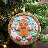 Holiday Cookie Ceramic Ornament, Gingerbread Man Christmas Ornament, Adorable Xmas Tree Ornament, Festive Gingerbread Decor, Holiday Keepsake