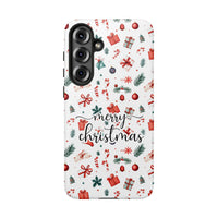 Candy Canes Holiday Holly Pattern Phone Case, Merry Christmas Samsung Galaxy Case, Festive Xmas Presents Tough Cover, Winter Holiday Present
