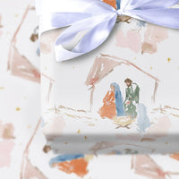 Minimalist Holy Family Gift Wrap, Watercolor Nativity Wrapping Paper, Religious Christmas Wrapping Paper, Christian Holiday Gift Wrap Roll