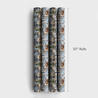 Watercolor Eiffel Tower Gift Wrap, Paris Christmas Wrapping Paper, French Holiday Scene Wrapping Paper, Parisian Winter Gift Wrap Roll