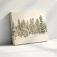 Snowy Pine Trees Landscape Scenery, Winter Forest Canvas Wall Art Print, Serene Christmas Nature Decor, Digital Download