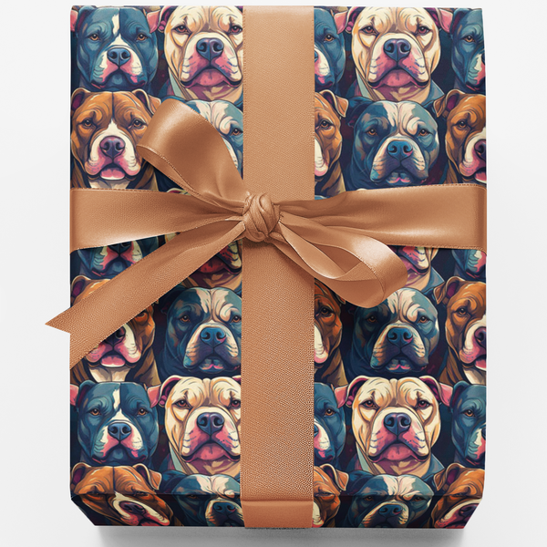 Adorable Pitbull Gift Wrap, Pittie Puppy Wrapping Paper, Dog Lover Christmas Wrapping Paper, Puppy Holiday Gift Wrap, Pet Own