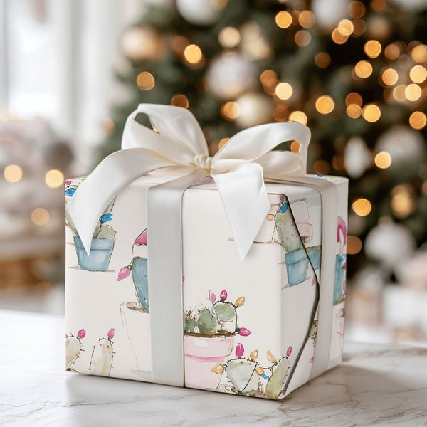 Southwestern Holiday Gift Wrap, Christmas Cactus Wrapping Paper, Succulent Christmas Wrapping Paper, Festive Desert Plant Gif
