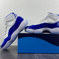 Sneakers, White Blue Colorway, Leather Footwear, Lace Up Design, Casual Gift for Sneaker Fans