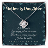 Christmas Present for Mom from Daughter, Love Knot Necklace for Mom, 18k Yellow Gold Finish Necklace, Cubic Zirconia Crystal Pendant Necklace