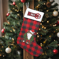 Red Buffalo Plaid Holiday Stocking, Cat Christmas Stocking, Santa Hat Cat Stocking, Personalized Pet Christmas Stocking, Pet Lover Present