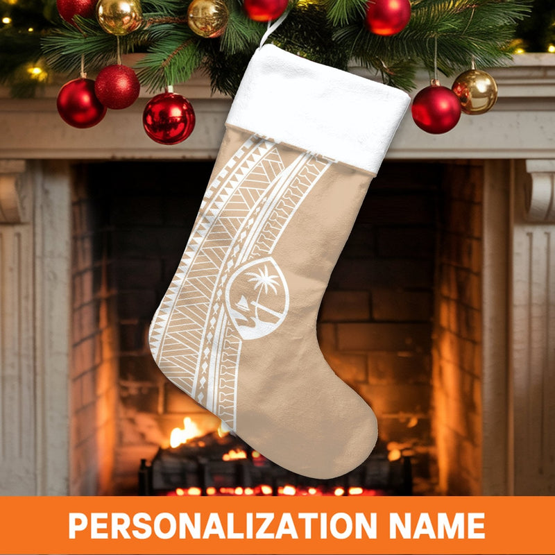 Polynesian Tribal Pattern Christmas Stocking, Personalized Guam Christmas Stocking, Island Heritage Holiday Stocking, Chamorro Family Decor