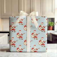 Guitarist Santa Claus Wrapping Paper, Acoustic Guitar Santa Wrapping Paper, Musician Christmas Wrapping Paper, Holiday Gift Wrap Roll