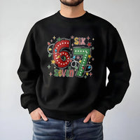 Retro Holiday Lights Sweatshirt, 67 Christmas Sweatshirt, Humorous Xmas Graphic Crewneck, Vintage Holiday Sweatshirt, Present for Men and Women