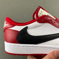 Low Top Sneakers, White Red Colorway, Reverse Hook Design, Lace Up Design, Casual Gift for Sneaker Fans