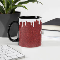 Faux Sparkle White Paint Drips Coffee Mug, Red Glitter Drip Ceramic Mug, Adorable Valentine Tea Cup, Aesthetic Christmas Holiday Present