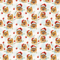Santa Dog Gift Wrap, Pomeranian Christmas Wrapping Paper, Adorable Watercolor Pom Present Wrap, Holiday Pet Lover Present Packaging Paper Roll