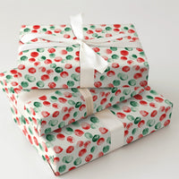 Watercolor Holiday Gift Wrap Roll, Red and Green Polka Dot Christmas Wrapping Paper, Abstract Dot Present Paper, Festive Xmas Wrapping Paper
