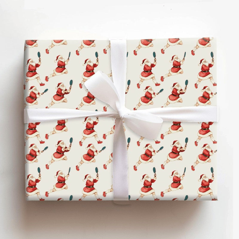 Humorous Sports Christmas Wrapping Paper Roll, Santa Pickleball Wrapping Paper, Pickleball Player Gift Wrap, Holiday Pickleball Wrapping Paper