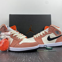 Mid Top Sneakers, White Black Pink Orange Colorway, Suede Footwear, Lace Up Design, Casual Gift for Sneaker Fans