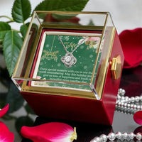 Sparkling CZ Crystal Pendant, Love Knot Necklace for Wife, Gold Finish Love Knot Necklace, Christmas Present with Rotating Rose Box