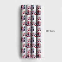 Retro Santa Figurine Gift Wrap, Vintage Santa Wrapping Paper, Watercolor Christmas Wrapping Paper, Nostalgic Holiday Gift Wrap