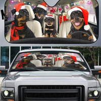 Humorous Holiday Dog Sun Shade, Christmas Rottweiler Car Sunshade, Xmas Dog Windshield Cover, Auto Heat Protector, Christmas Dog Lover Present
