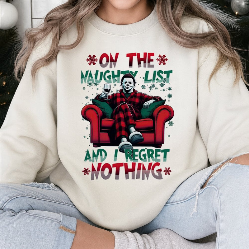 Christmas Slasher Horror Sweatshirt, Naughty List Horror Movie Sweatshirt, Retro Holiday Crewneck, Spooky Season Horror Fan Present Sweatshirt