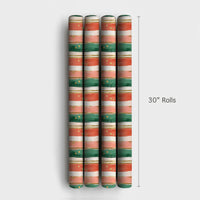 Red Green Gold Confetti Gift Wrap, Painterly Stripe Christmas Wrapping Paper, Modern Holiday Wrapping Paper, Artistic Xmas Gift Wrap Roll