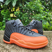 Sneakers, Black Orange Colorway, Lace Up Design, Casual Gift for Sneaker Fans