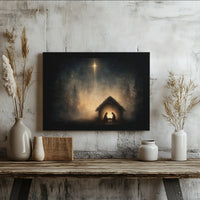 Holy Night Bethlehem Star Canvas, Nativity Scene Canvas Print, Religious Christmas Wall Art, Christian Holiday Canvas Decor Present