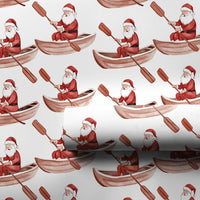 Coastal Christmas Gift Wrap, Rowing Boat Santa Wrapping Paper, Nautical Santa Claus Wrapping Paper, Boating Holiday Present Gift Wrap Roll