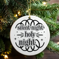 Religious Christian Ceramic Ornament, Silent Night Holy Night Christmas Ornament, Holiday Tree Keepsake Ornament, Family Faith Decor Present