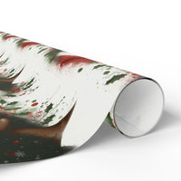 Holly Christmas Gift Wrap, Watercolor Reindeer Antlers Wrapping Paper, Festive Winter Botanical Wrapping Paper, Holiday Gift Wrap Roll