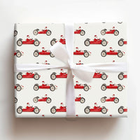 Vintage Racing Santa Claus Gift Wrap, Race Car Santa Wrapping Paper, Humorous Holiday Present Paper, Whimsical Christmas Wrapping Paper Roll