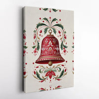 Red Holiday Botanical Canvas Print, Christmas Bell Canvas Wall Art, Festive Xmas Bell Wall Canvas, Winter Home Decor, Holiday Season Present